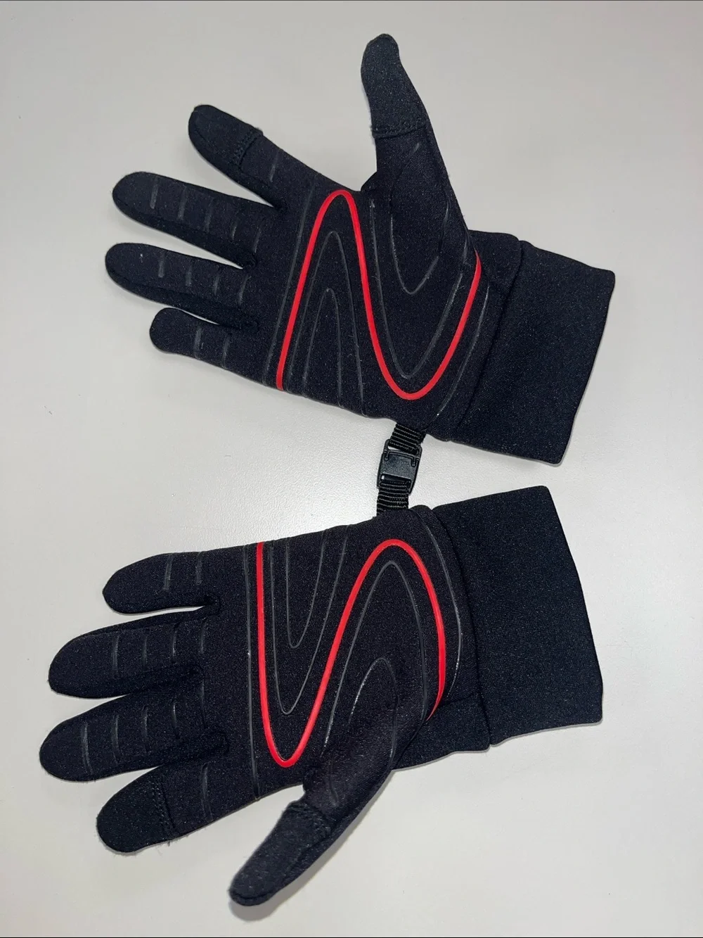 HEAD Black kids Fleece Winter Gloves with Connector Clip